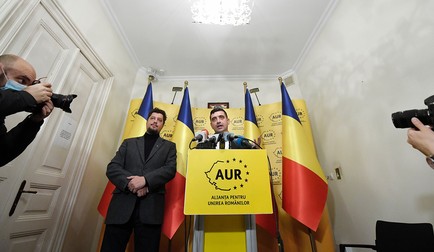 George Simion, alături de un alt lider al partidului, Claudiu Târziu | Foto: Hepta
