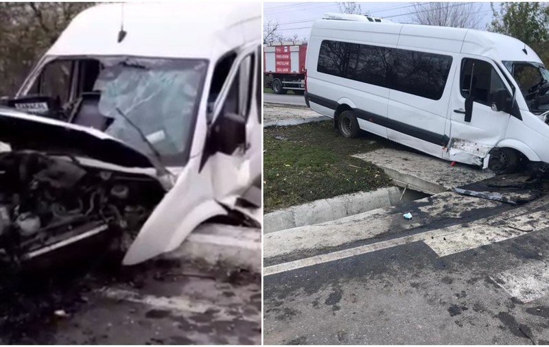 Un microbuz cu pasageri a intrat într-un cap de pod, în Olt. Zece persoane au fost rănite