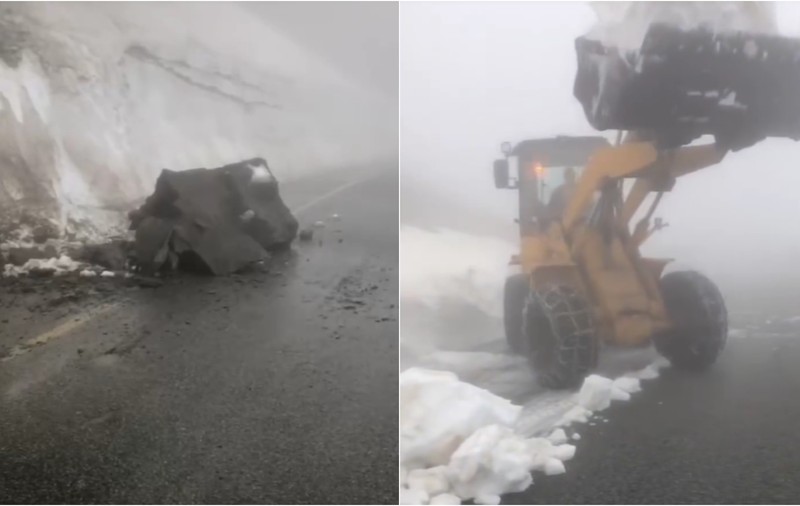 Bucăţi de stânci s-au prăbuşit pe Transalpina. Circulația rămâne închisă pentru mașini