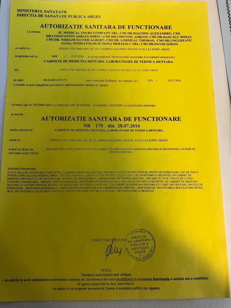 Autorizația sanitară pentru clinica Tedy Care nu cuprinde și dreptul de a face anestezii