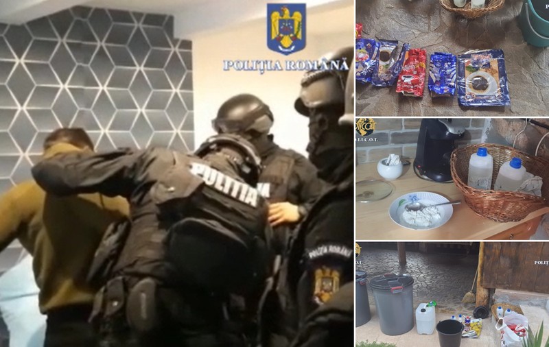 Laborator de extragere a cocainei din cafea, găsit într-o cabană din Bihor. Doi columbieni și un român, parte din rețea