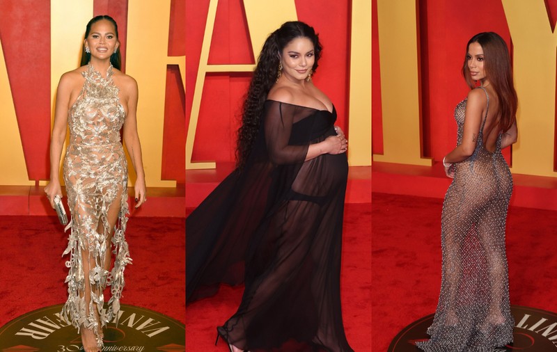 Cele mai transparente rochii purtate de vedete la petrecerea Vanity Fair, după decernarea Premiilor Oscar 2024. Actrița însărcinată s-a îmbrăcat în negru