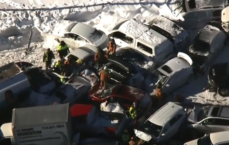Accident incredibil în Canada: sute de mașini implicate, morți și zeci de răniți