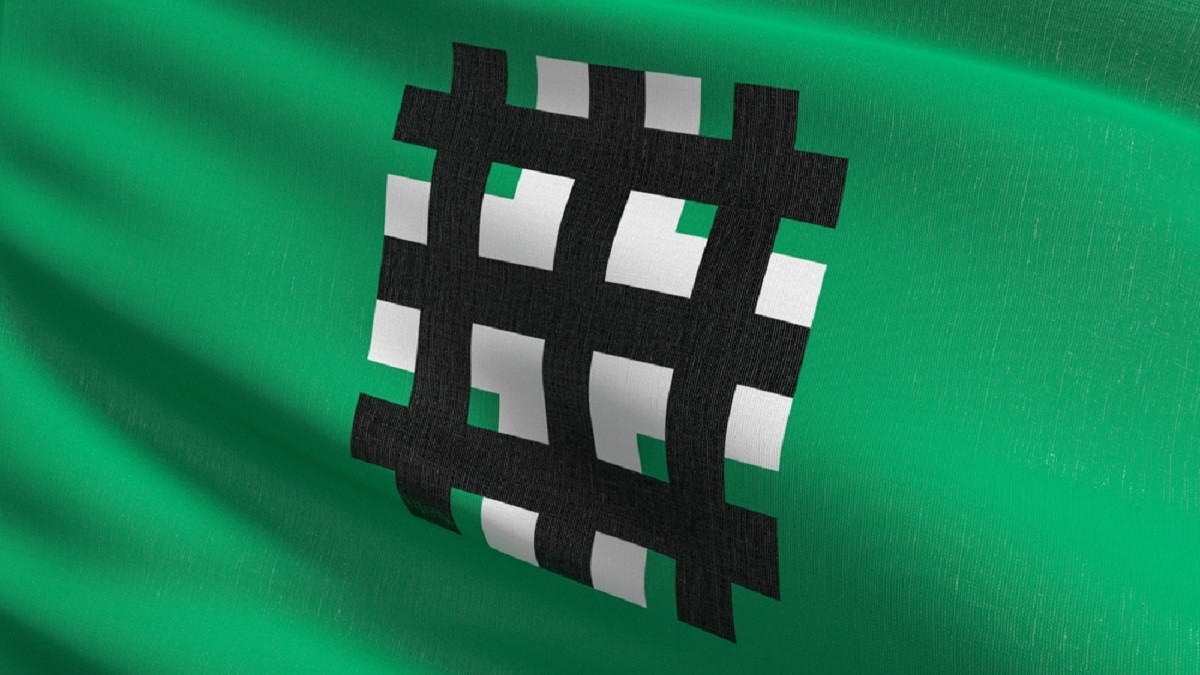 Însemnele Garzii de fier, pe un steag verde