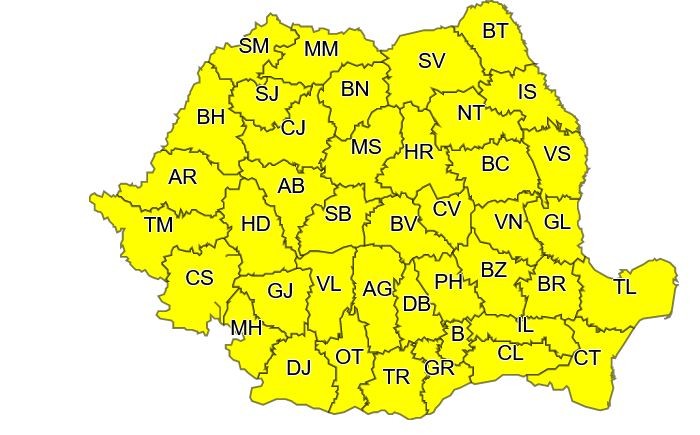 Marți, 18 mai, întreaga țară este vizată de o atenționare de cod galben de vânt