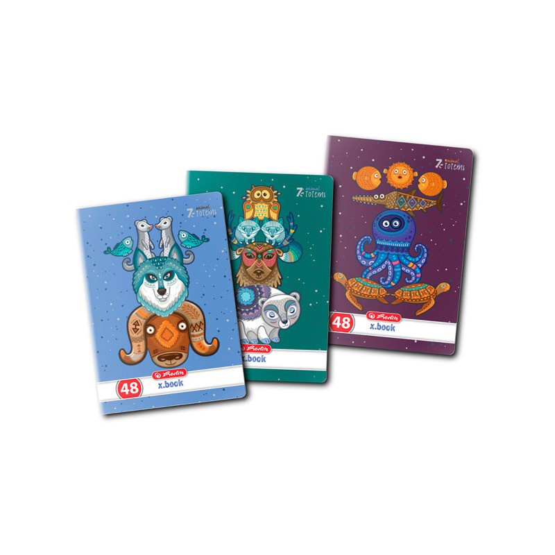 Herlitz Caiet, A5, 48 coli, velin, motiv Totem, set 10 bucati