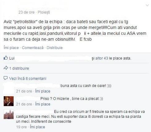 Mesajul dur al unui suporter petrolist