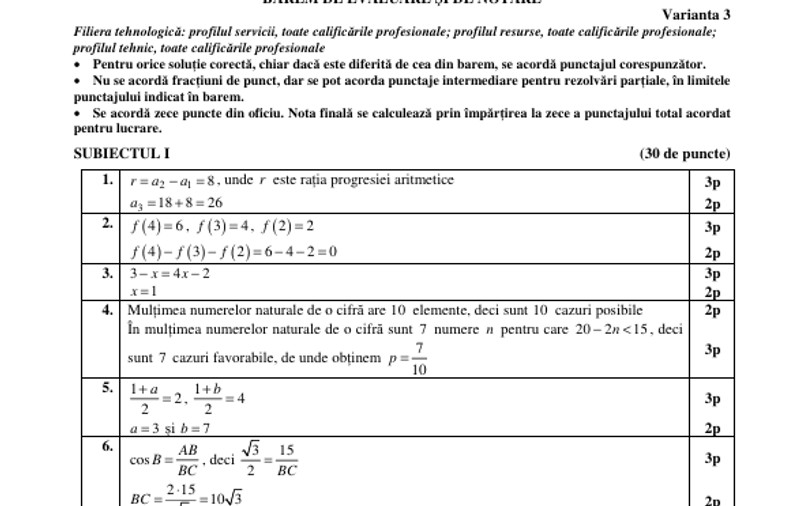 Subiectele la Matematică la BAC 2026. Ce le-a picat elevilor la proba obligatorie a profilului la Bacalaureat
