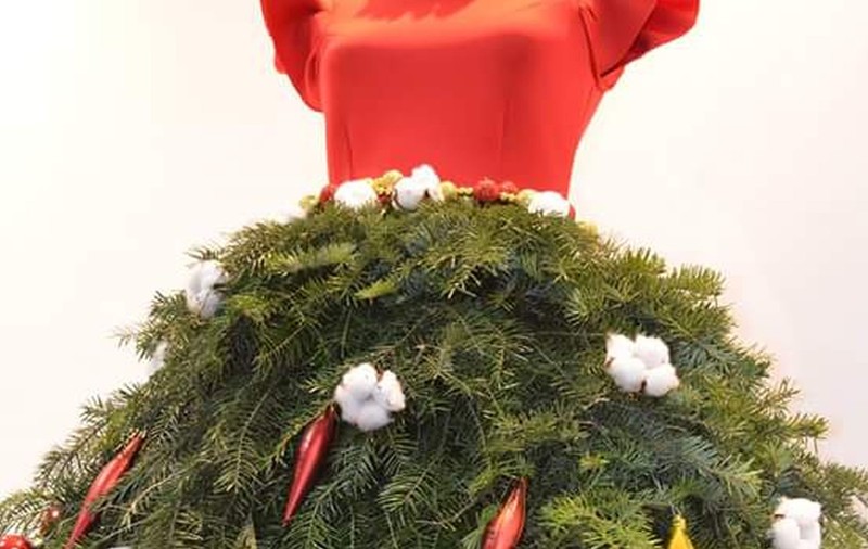 A creat o rochie din crengi de brad tocmai bună de purtat de Crăciun