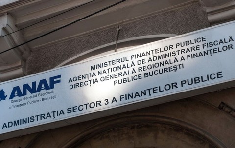 Sigla ANAF de pe clădirea instituției. Foto: Hepta