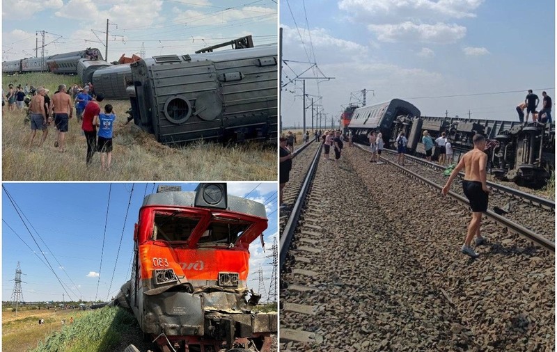 Accident de tren în Rusia: cel puțin doi morți și până la 100 de răniți, după ce opt vagoane ale unei garnituri de pasageri au deraiat în urma ciocnirii cu un camion | VIDEO