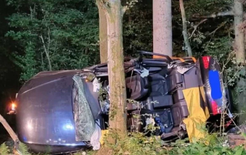 Două cupluri de români au murit într-un Audi cu volan pe dreapta, strivit între copaci, lângă o șosea din Germania