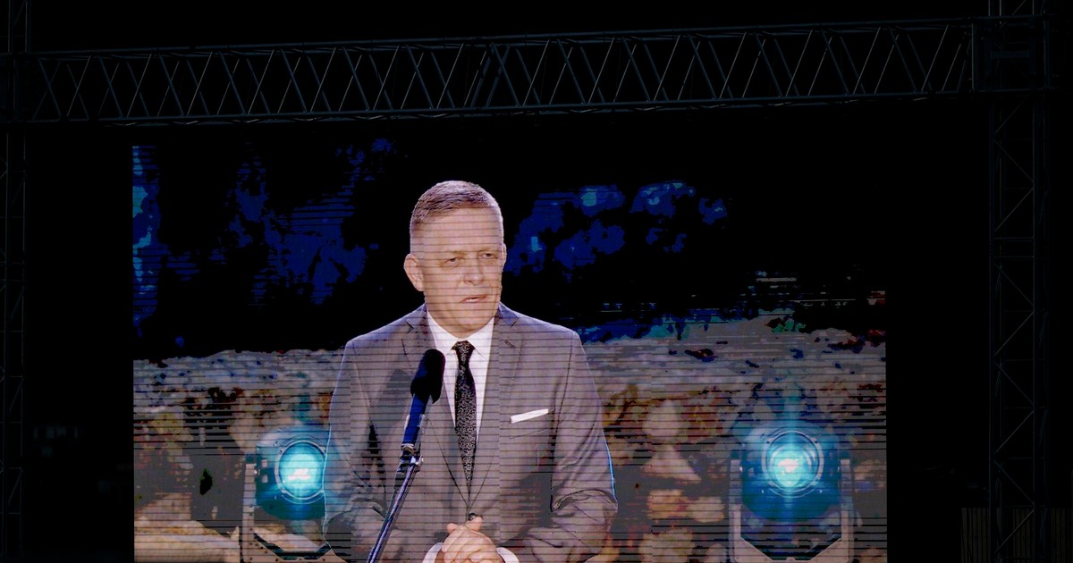 Prim-ministrul slovac Robert Fico în timpul discursului de vineri, 5 iulie, de la Bratislava. Foto: Profimedia