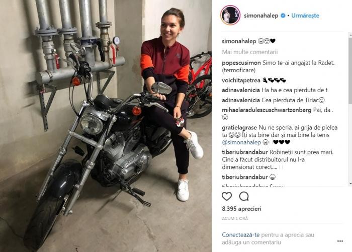 Simona Halep motocicletă Harley Davidson
