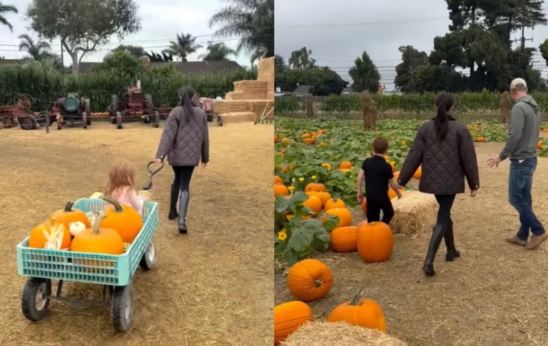 Noi imagini cu Archie și Lilibet, copiii prințului Harry și ai lui Meghan Markle. Cum au apărut la o fermă, unde au pregătit dovleci de Halloween