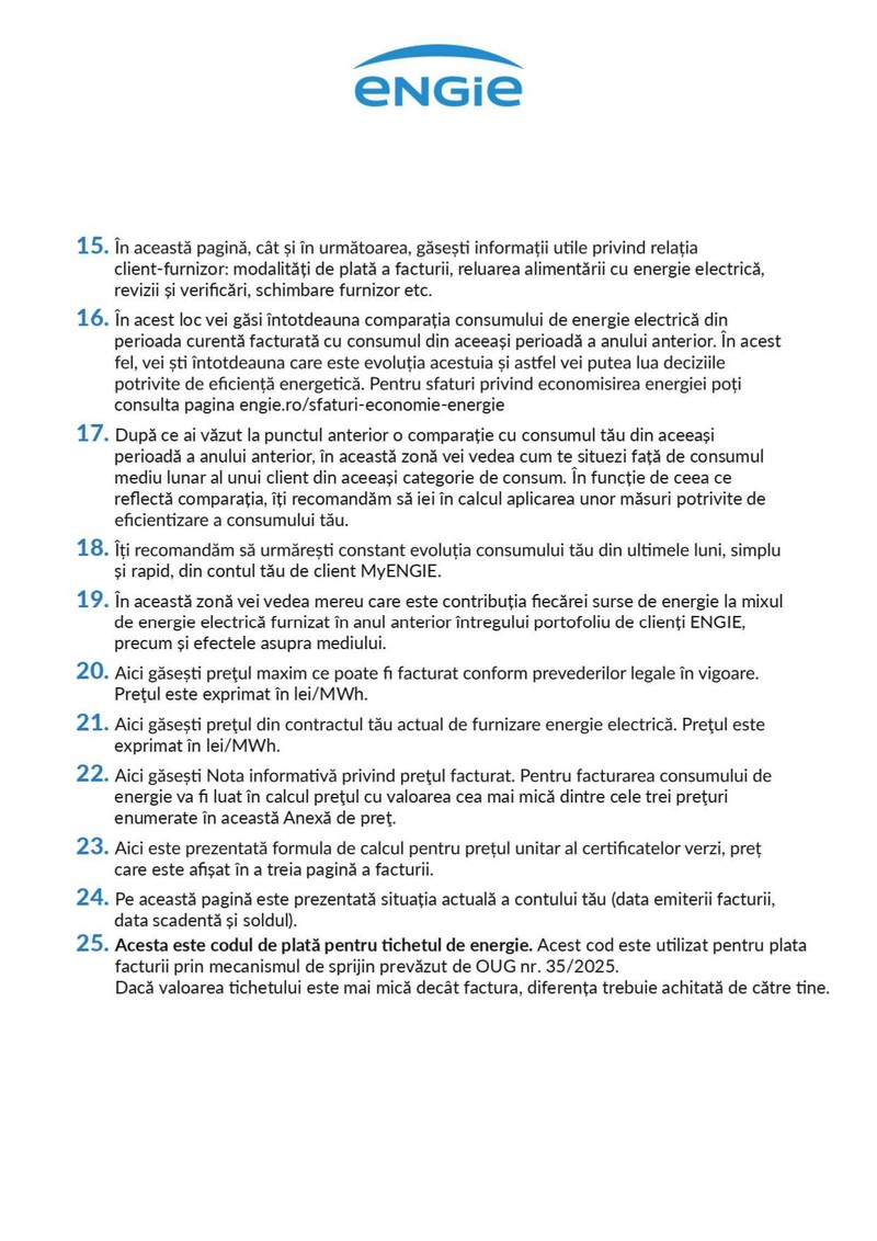 ENGIE specimen factura energie electrica, explicatii