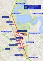 Harta restricțiilor în trafic pe străzile din centrul Bucureștiului de 1 Decembrie. Sursa Foto: Poliția Capitalei