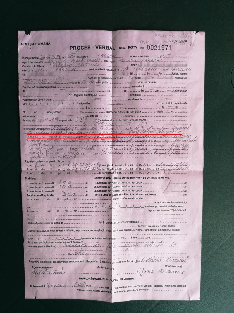 Amenda primită de femeia din Deveselu, pe 28 iulie