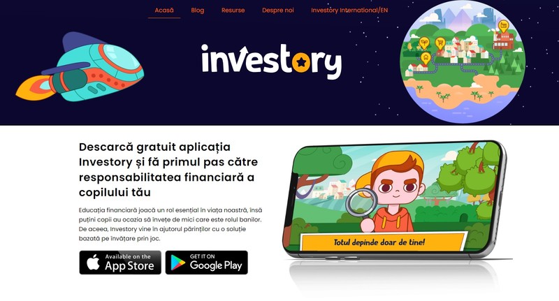 Investory este o aplicație gratuită pentru copiii între 6 și 10 ani