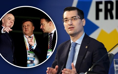 Asta le bate pe toate! Președintele Federației s-a îmbătat de față cu Infantino și a fost filmat în cameră de secretarul general! Cu cine va sta Burleanu la Polonia – România