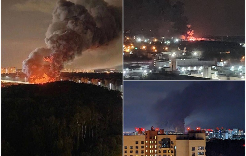 Incendiu puternic la 6 kilometri de reședința lui Putin. Un depozit a luat foc. VIDEO