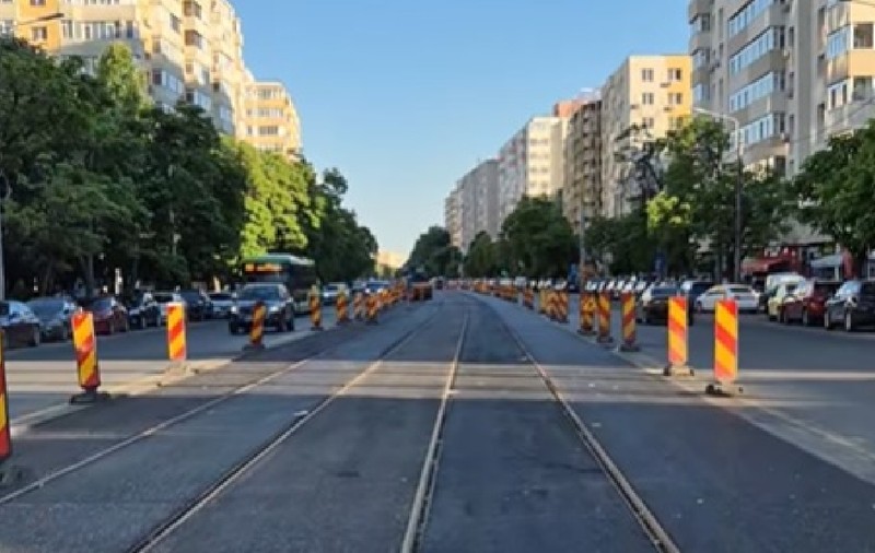 Șinele noi de tramvai de pe Bulevardul Chișinău din București devin bandă unică pentru autobuze