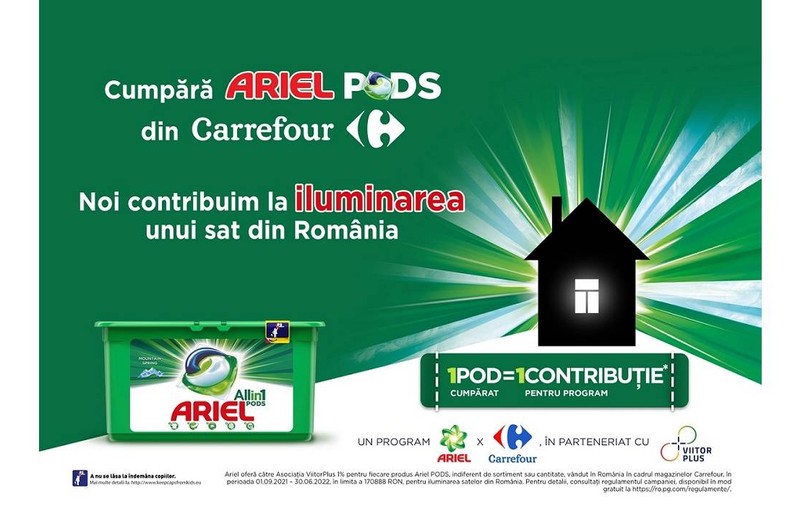 POD cu POD luminezi o casă - campania Ariel și Carrefour, în parteneriat cu ViitorPlus, se extinde într-o nouă comunitate