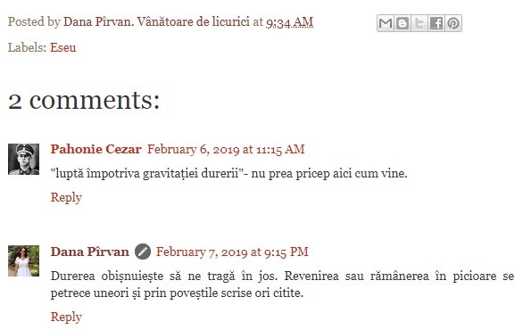 Comentariu publicat de profesorul Cezar Pahone pe același cont de Blogger, în anul 2019
