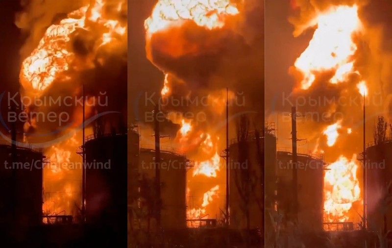 Explozii în mai multe locații din Crimeea: incendiu la cel mai mare depozit de combustibil din peninsulă, lângă Marea Neagră