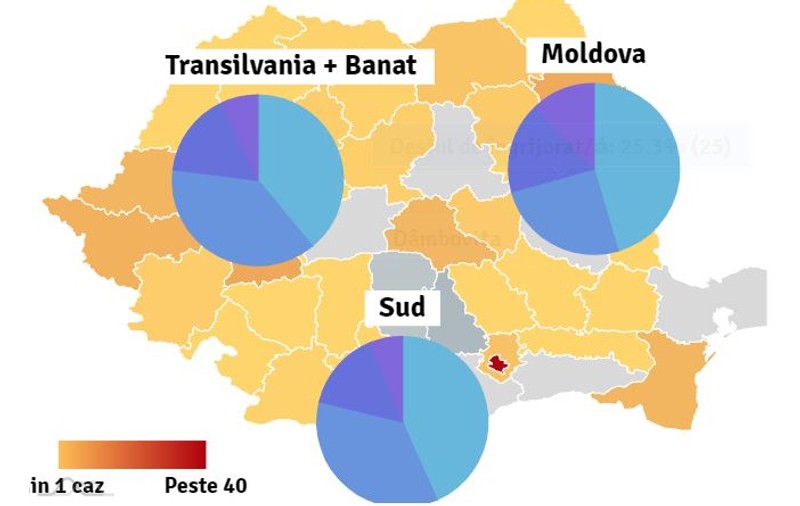 Harta în timp real a cazurilor de coronavirus din România