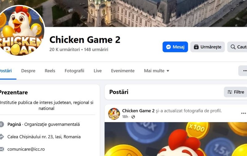 O poză cu o găină și numele „Chicken Game 2” apar pe pagina de Facebook a Consiliului Județean Iași, după un atac cibernetic