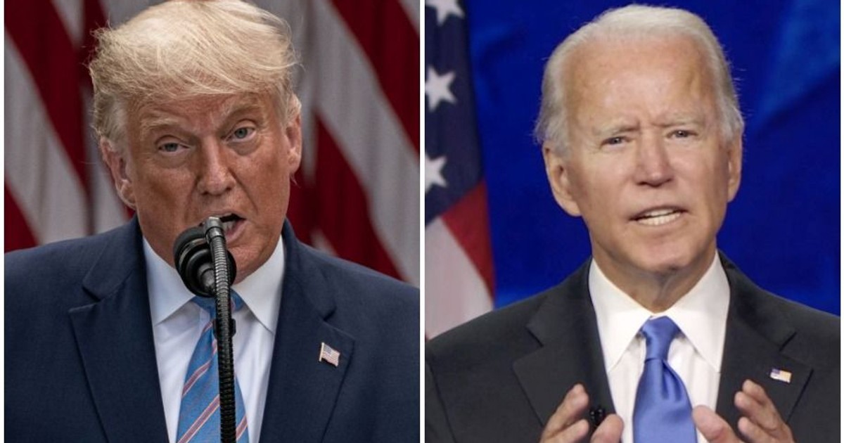 Ce se întâmplă în cazul în care rezultatul alegerilor din SUA este disputat de ambele părți. Colaj cu Donald Trump (stânga) și Joe Biden (dreapta), ambii cu steagul SUA în fundal