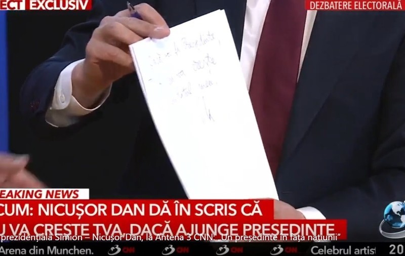 Nicuşor Dan a semnat o hârtie pe care a scris că TVA nu va creşte dacă ajunge preşedinte