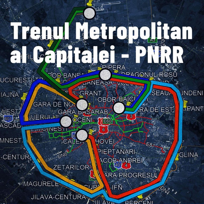 Nicușor Dan a prezentat în martie 2021 cum va arăta rețeaua trenului metropolitan al Capitalei.