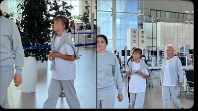 Greta Thunberg și alte două activiste fotografiate în momentul deportării pe aeroportul din Tel Aviv Captură X @IsraelMFA