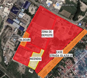 Planul zonei în care a avut loc incendiul