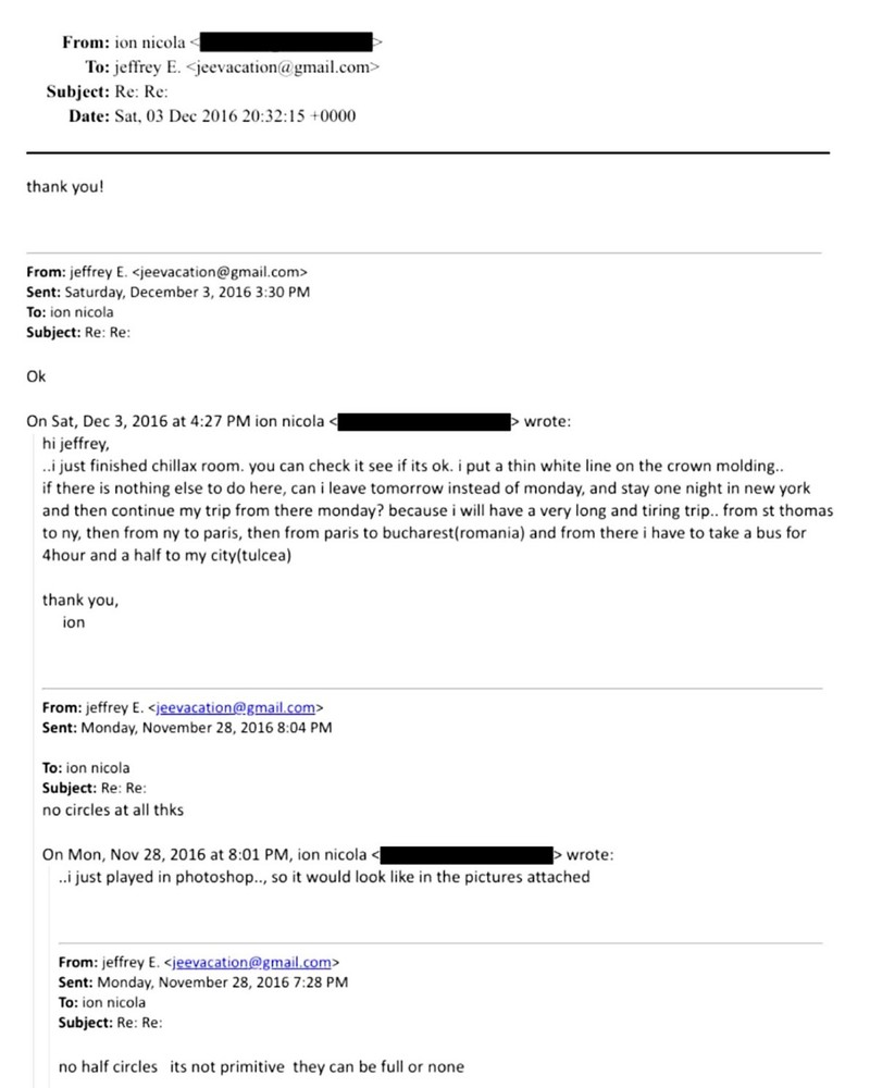 E-mailul trimis de Ion Nicola lui Jeffrey Epstein pe 3 decembrie 2016