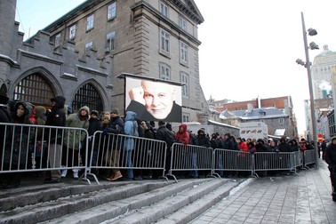 Atmosphere at the funeral of Canadian artists' agent Rene Angelil, the husband of singer Celine Dion, held at Notre-Dame Basilica (where the couple wed in 1994), in Montreal, Canada on January 22, 2016. Angelil died aged 73 last week after a long battle with throat cancer Photo by Papixs Press/ABACAPRESS.COM January 21, 2016