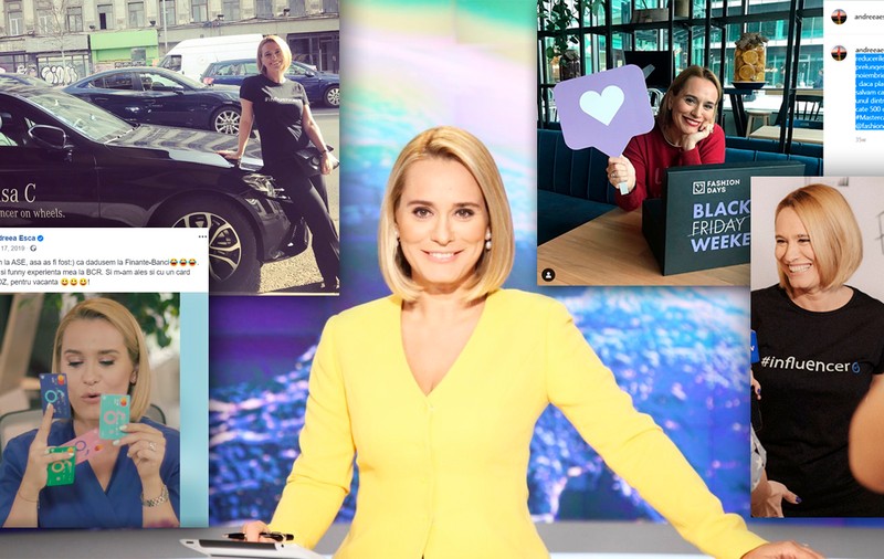 Andreea Esca, jurnalist și influencer: Peste 170 de postări publicitare pe Facebook și Instagram în 4 ani. Doar 10% sunt semnalate publicului ca reclamă