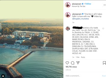 Captură dintr-un video postat de Alexia Eram, fiica Andreei Esca, în care noul resort de lux e filmat cu o dronă