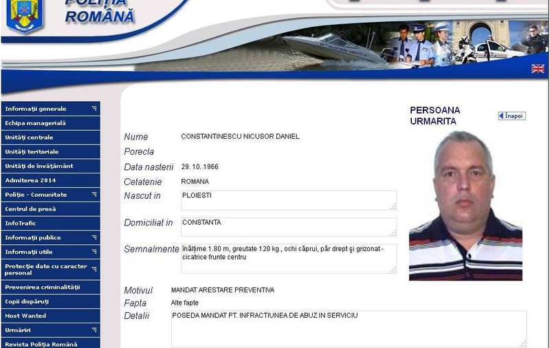Nicuşor Constantinescu, DAT ÎN URMĂRIRE INTERNAŢIONALĂ