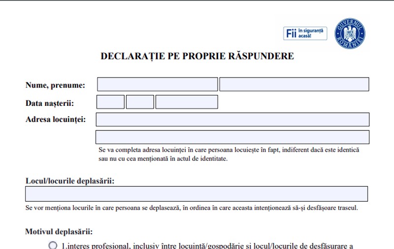 MODEL declarație pe propria răspundere pentru ieșirea din casă. De unde trebuie să descarci noul model de declarație pe propria răspundere. Au apărut tentativele de înșelăciune