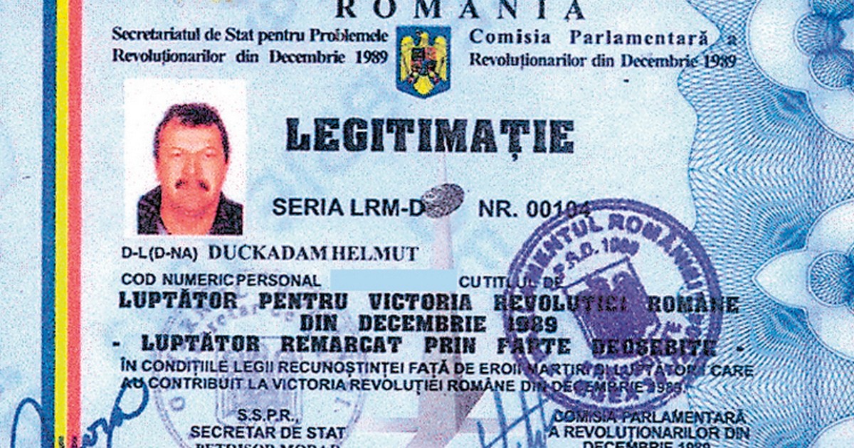 Legitimația de revoluționar a lui Helmuth Duckadam.