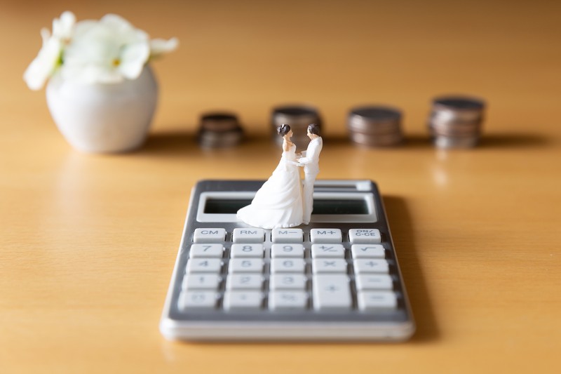 Money image of wedding plan and preparation, marriage life and family planning, housing and pension.
