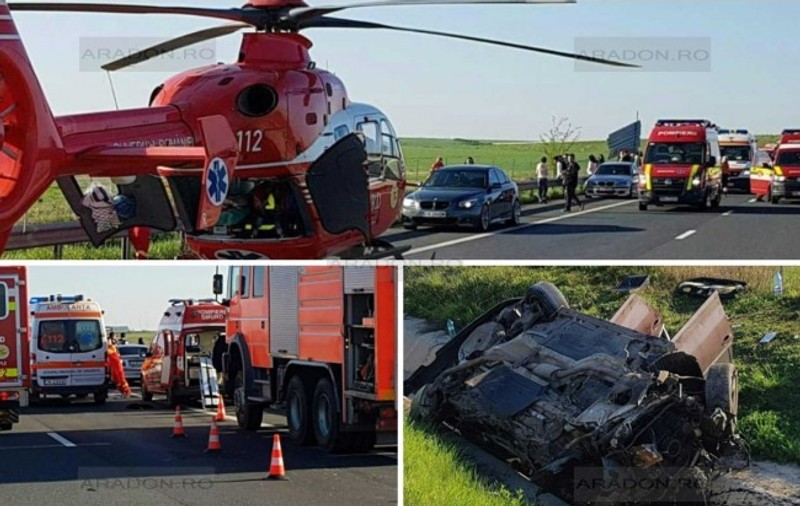 Un mort și patru răniți în urma unui accident produs pe autostrada A1, sensul Timișoara-Arad