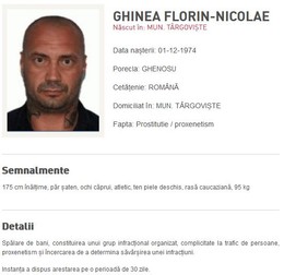 Ghenosu, pe pagina Poliției Române, când era dat în urmărire internațională