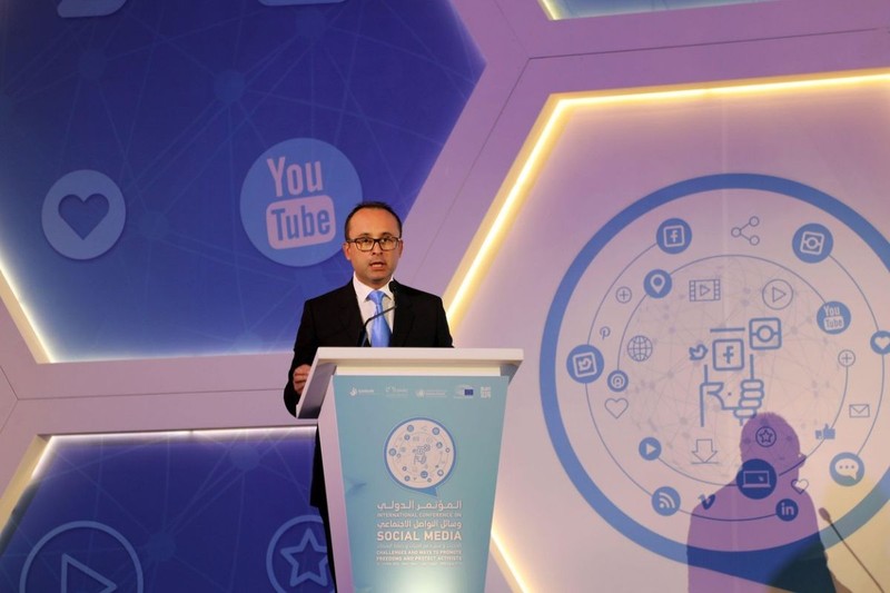 Europarlamentarul român Cristian Bușoi, la conferința internațională de la Doha, din februarie 2020, la care a participat și Eva Kaili Foto: Profimedia