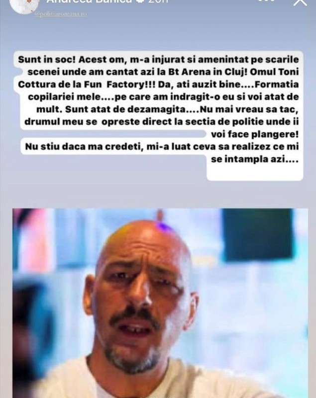 Andreea Bănică, amenințată și înjurată de un cântăreț celebru: „A făcut circ”. Artista a depus plângere la Poliție