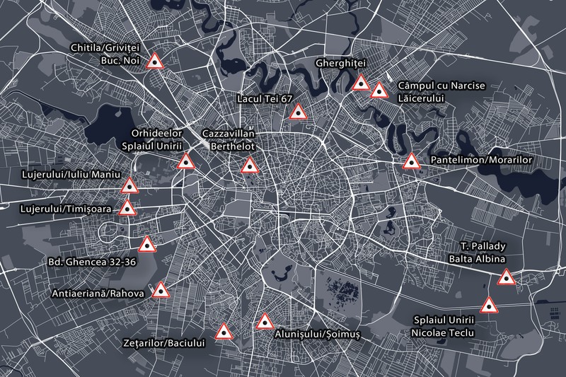 Harta celor 15 intersecții | Grafică: Ion Mateș / Libertatea