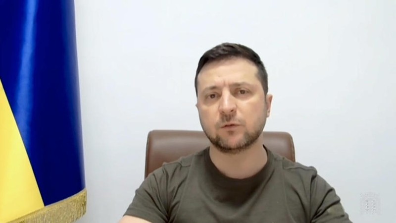 Volodimir Zelenski, în trimpul apelului său video către Camera Comunelor